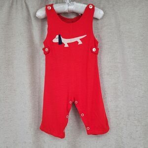 Fawn Togs Red Baby Romper with Dog Design Vintage 1960's 60s